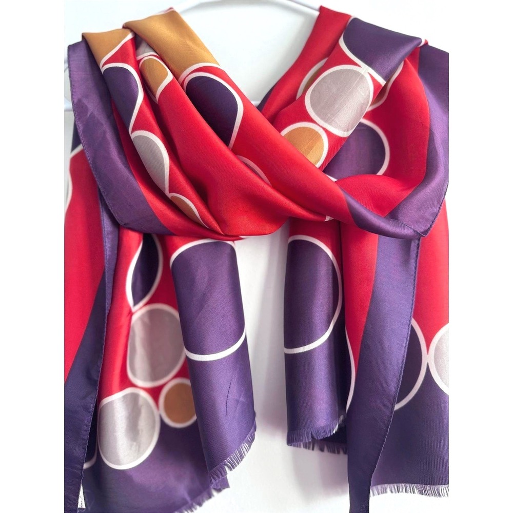 Vintage Raffaello Geometric Silky Polka Dot Scarf 18" x 52" Made in Italy